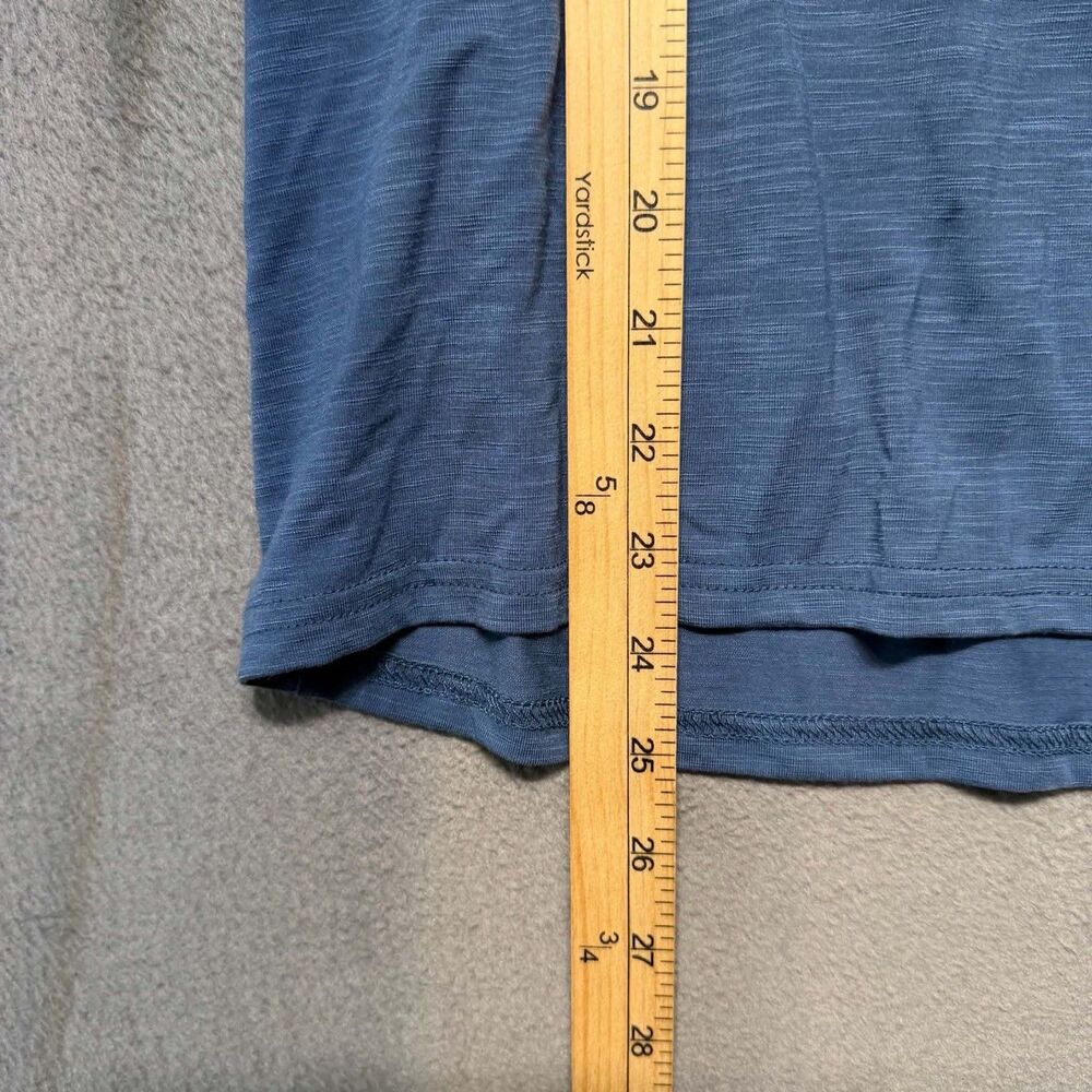 L.L.Bean Womens Medium 3/4 Sleeve Henley Blouse Blue Stretch Casual Top - Picture 9 of 9